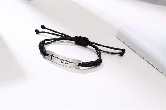 Adjustable Cord Stainless Steel Encourage Inspirational ID Bracelets