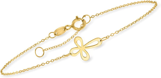 14kt Yellow Gold Looped Cross Bracelet